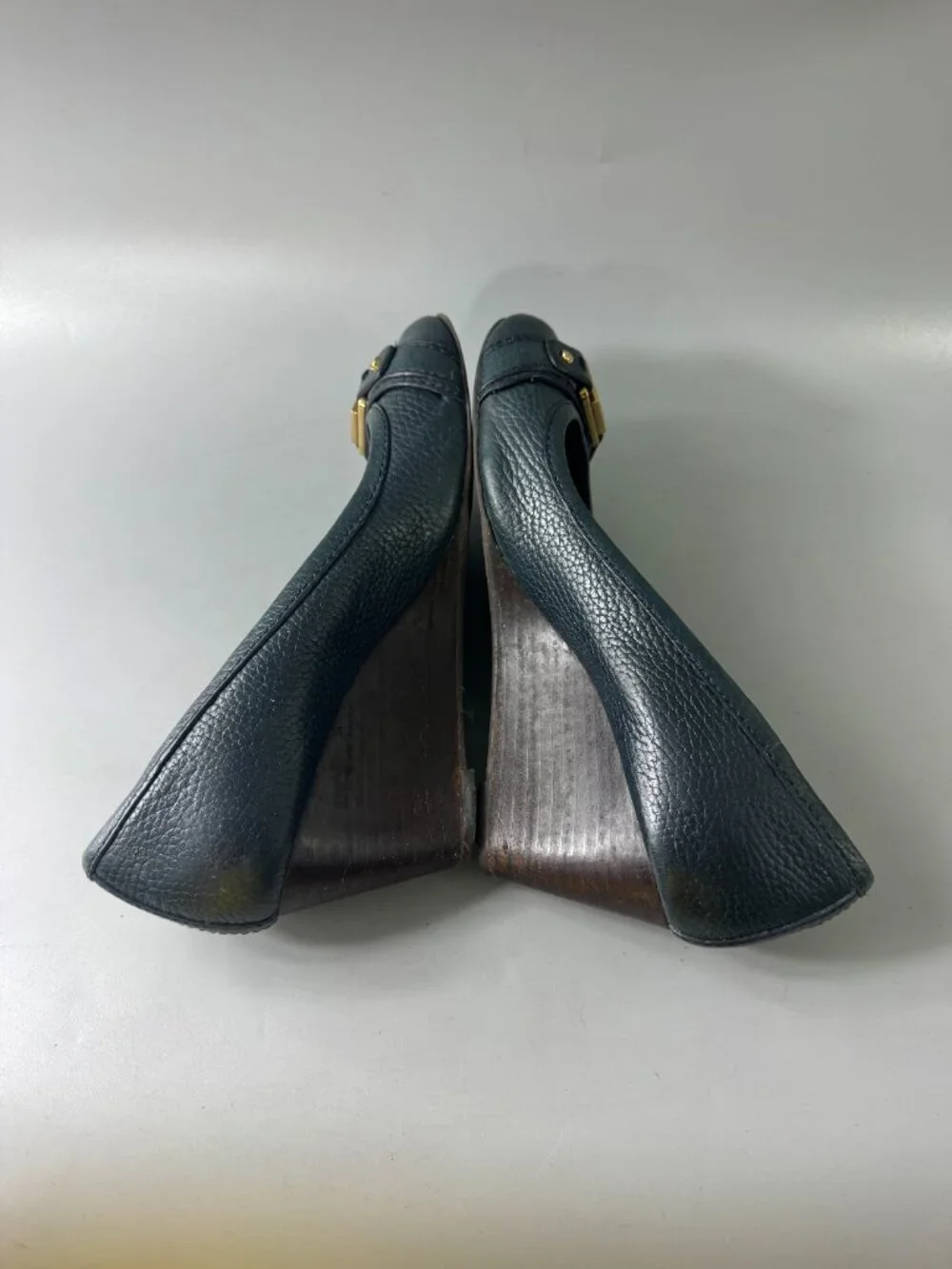 Tory Burch Deep Green Leather Wedges